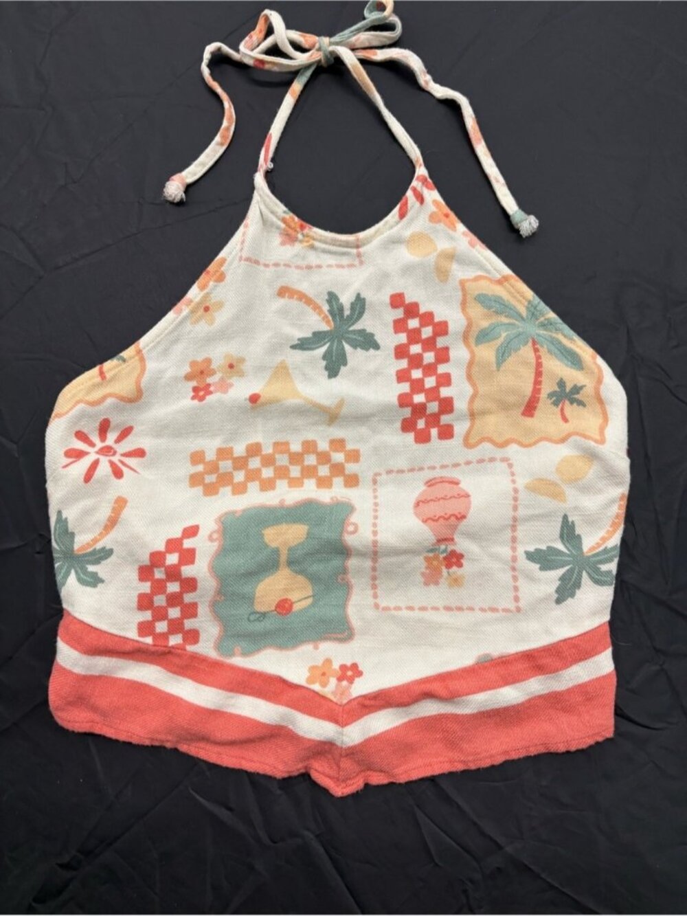 Sienna Sky Cream Tropical Smocked Crop Top